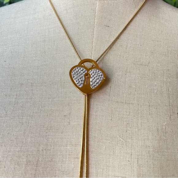 Adjustable Heart Lock Eternity Lariat Necklace - Picture 3 of 6